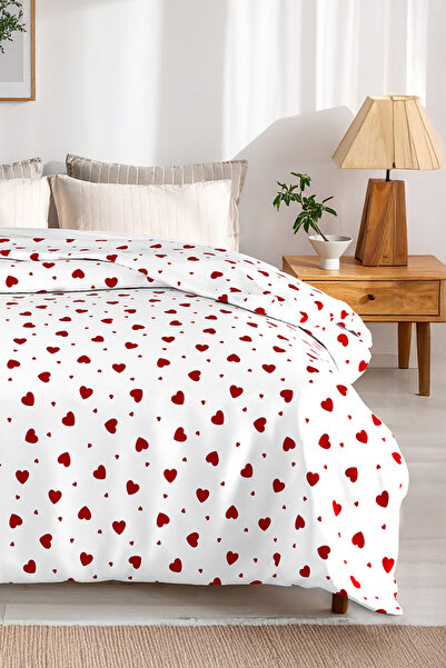 Lorien Heart Patterned, Jacquard and Printed 100% Cotton Double Pique (Bedding Cover) – 195X235 cm