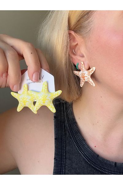 Finery by Nerrs Sea Star Earrings Designed with Mediterranean Patterns and Tones