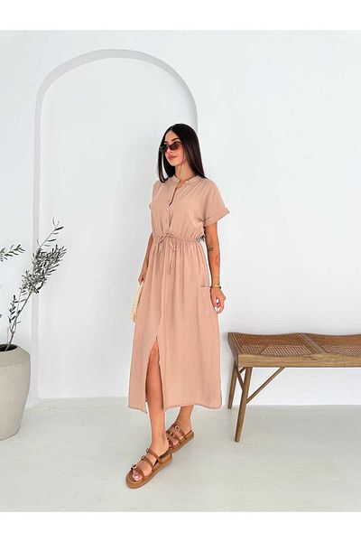 ELBEY Button Detailed Woven Modal Dress