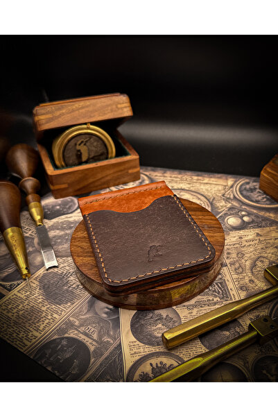 Leather كوكا - حامل بطاقات ومحفظة مصنوعة يدويًا من الجلد الطبيعي مع مشبك - رن