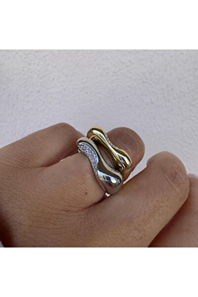 neslyaccessories Duoglow – Gold & Silver Adjustable Double Ring Set