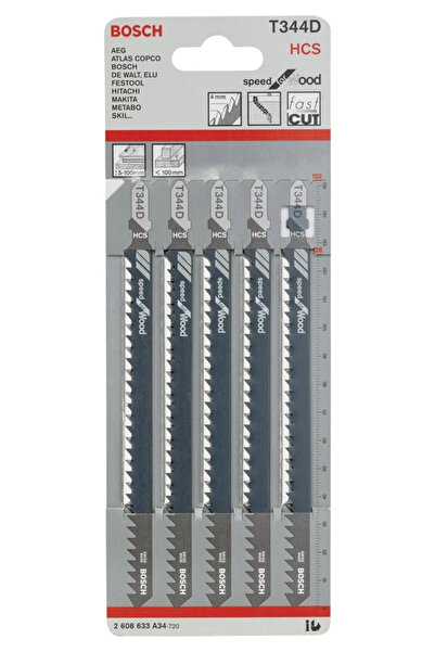 Bosch Hızlı Kesim Serisi Ahşap İçin T 344 D Dekupaj Testeresi Bıçağı - 5'Li P...