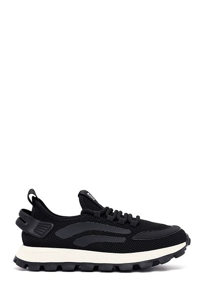 Derimod Zero Men's Black Lace-Up Thick Sole Fabric Sneaker 25Sfd69406F