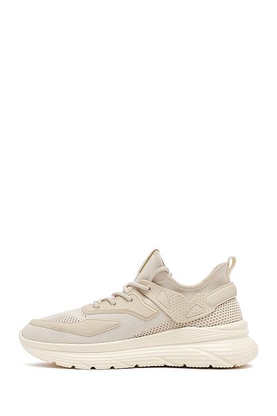 Derimod Zero Men's Beige Lace-Up Thick Sole Fabric Sneaker 25Sfd69426F