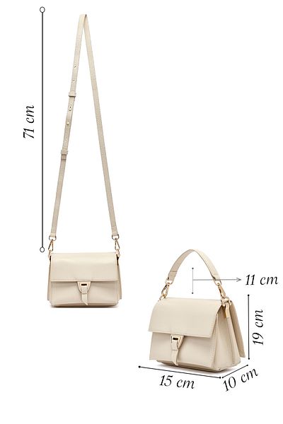Derimod Women's Cream Long Strap Leather Mini Crossbody Bag 25Sbd2350Ft