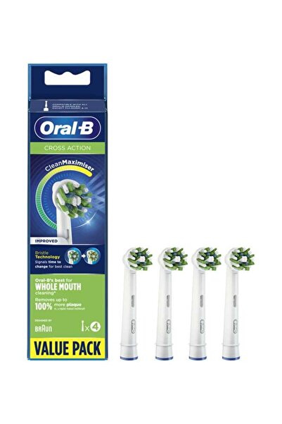 Oral-B رؤوس فرشاة أورال-بي البديلة الأربعة كروس أكشن باللون الأبيض