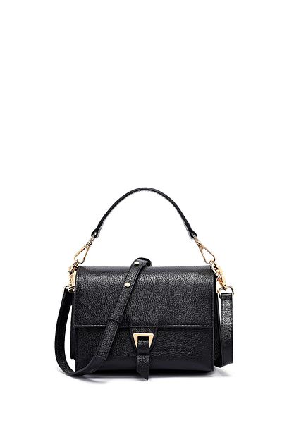 Derimod Women's Black Long Strap Leather Mini Crossbody Bag 25Sbd2350Ft