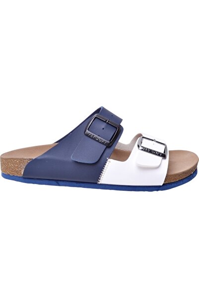 MeCe FLY SOFT Чоловічі тапочки з подвійною пряжкою, біло-сині