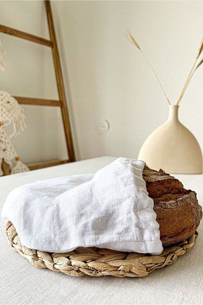 cherila White Linen Bread Bag – 100% Cotton, Natural and Reusable Storage Bag |   30X40Cm