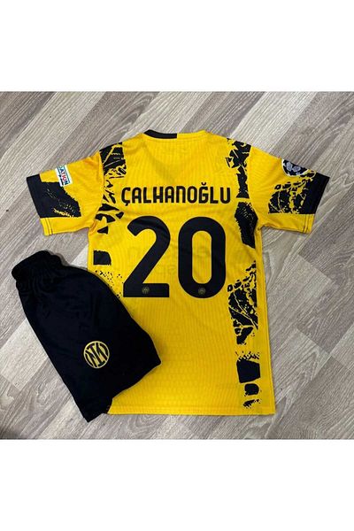 After Party İnter 2024/25 New Season Hakan Calhanoglu Alternate Kids Jersey Set of 2 (Yellow) Vs Singlet Ag