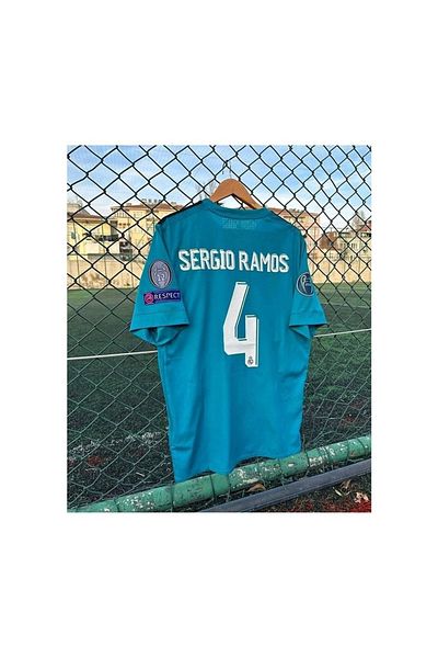 After Party R.E.A.L M.A.D.R.I.D 2017/18 Season Sergio Ramos Turquoise Jersey Vs Sports Singlet
