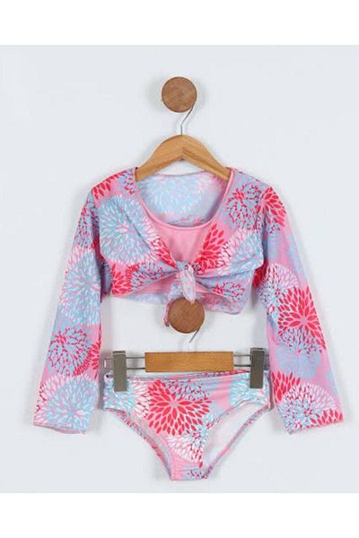 ARBİ kids Girl's Three-Piece Patterned Fashionable Swimsuit Set