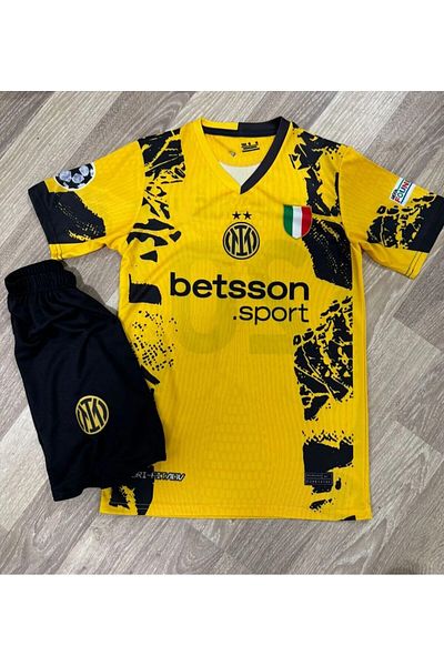 After Party İnter 2024/25 New Season Hakan Calhanoglu Alternate Kids Jersey Set of 2 (Yellow) Vs Singlet Ag