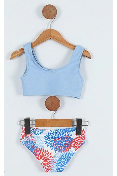 ARBİ kids Girl's Three-Piece Patterned Fashionable Swimsuit Set