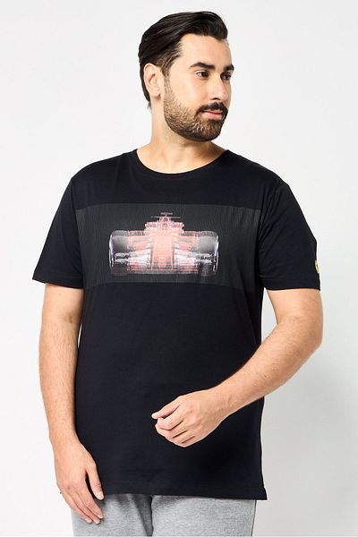 Scuderia Ferrari Men Slim Fit Short Sleeves Outdoor T-Shirt, Black