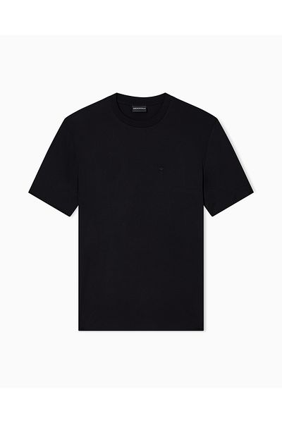 Emporio Armani Men's Cotton Brand Logo Crew Neck Black T-Shirt Em002996 Af13721-Uc001
