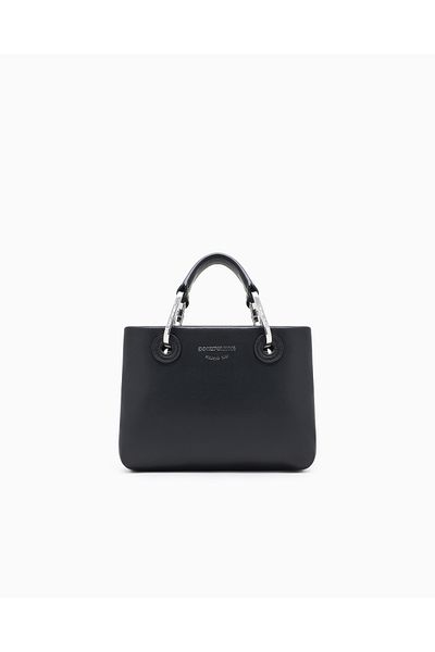 Emporio Armani Women's Leather Wide Interior Compartment Short and Long Hand Holding Black Shoulder Bag Ew000382 Af18673-Uc001