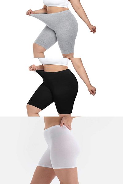 buğlem collection Pantaloni scurți de mărime mare, 3 piese, colanți, cu efect de ridicare, talie înaltă, pentru femei, ocazional și sport