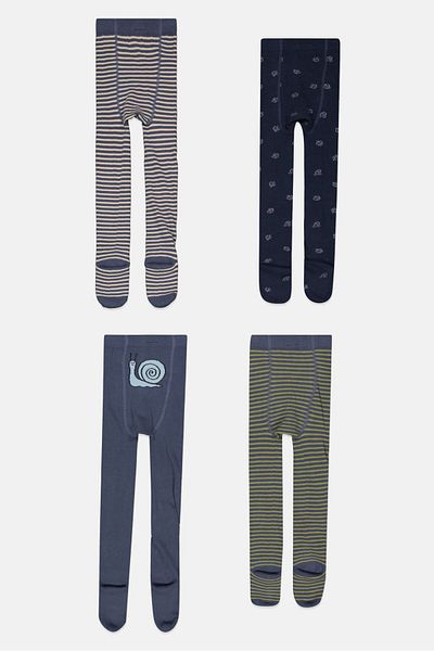 Tchibo Toddler Girl 4 Pairs Allover Print Tight, Blue Combo