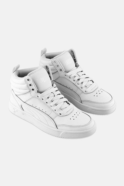 Puma Kids Boy Rebound Street V2 Lace Up Sports Shoes, White