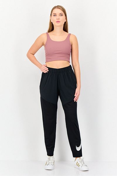 Nike Women Dri-Fit Brand Logo Running Track Pants, Black