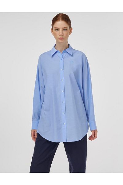 Kayra Off Shoulder Cotton Tunic Light Blue
