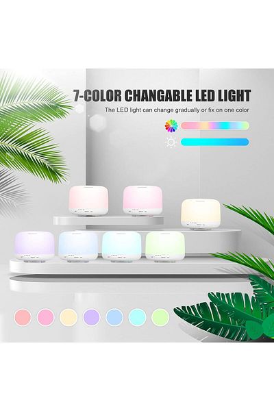 COOYA 500ml Aroma Diffuser with 7-Color LED Lights-Essential Oil Humidifier,White