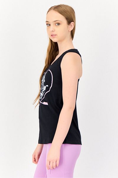 Nike Women Round Neck Sleeveless Graphic Print Tank, Black