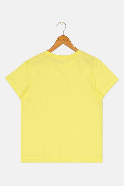 Koton Kids Girl Crew Neck Short Sleeve Graphic Print T-Shirt, Yellow