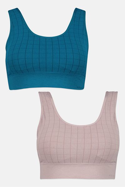 Kathy Ireland Women Plus Size 2 Pack Brand Logo Padded Bra, Multicolor