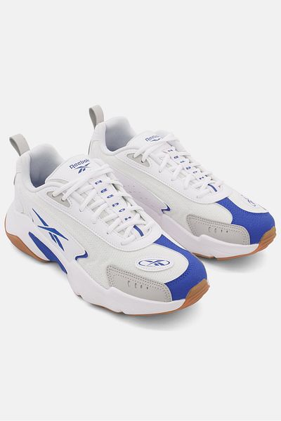 Reebok Kids Boy Vector Runner Lace Up Sports Shoes, White/Blue Combo