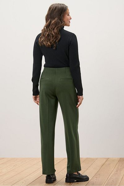 Tchibo Women Regular Fit Solid Straight Pants, Olive