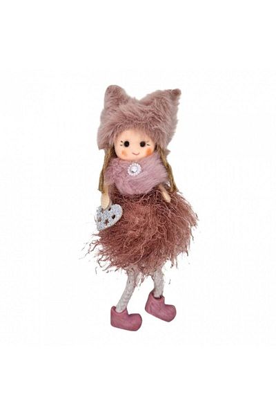 OEM Decoratiune pentru pomul de Craciun, fetita eleganta, 16 cm, roz somon