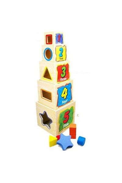 OEM Jucărie educativă din lemn cu 5 cuburi și forme