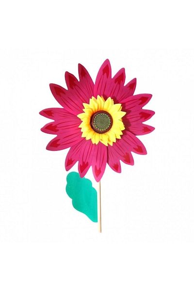 OEM Windmill Sunflower with Wooden Shaft, 40 cm Diameter, Pink