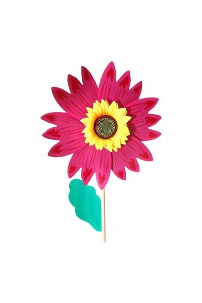 OEM Windmill Sunflower with Wooden Shaft, 40 cm Diameter, Pink