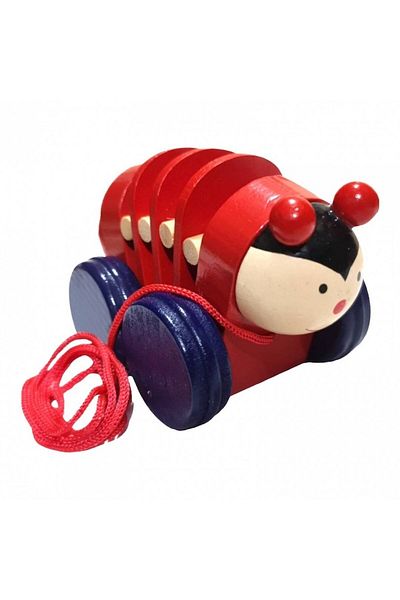 OEM Wooden pull toy, ladybug, 11 cm