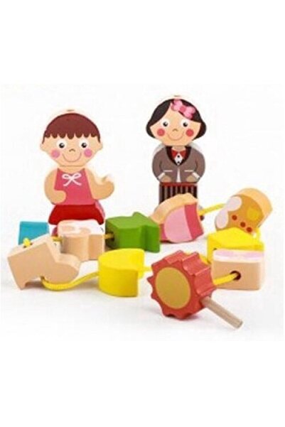 OEM Joc de insirat, snuruit cu piese din lemn 3D, cei doi copilasi