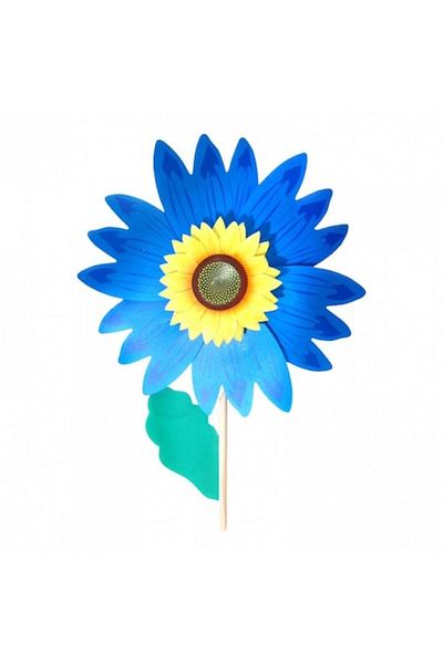 OEM Windmill Sunflower with Wooden Handle, Diameter 40 cm, Blue