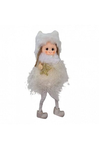 OEM Christmas Tree Decoration, Elegant Little Girl, 16 cm, White