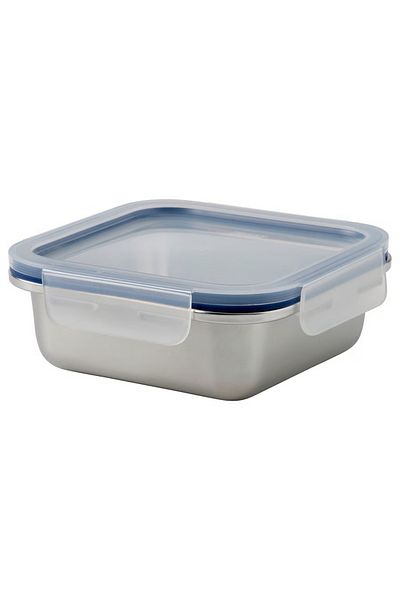 IKEA Food container with lid, square stainless steel/plastic, 600 ml