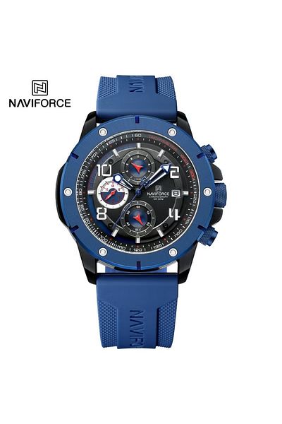 Naviforce Chronograph Sports Watch – 43mm Multifunction Silicone Strap, Water Resistant