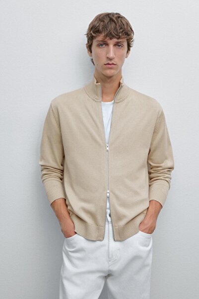 Massimo Dutti Fermuarlı %100 pamuklu hırka