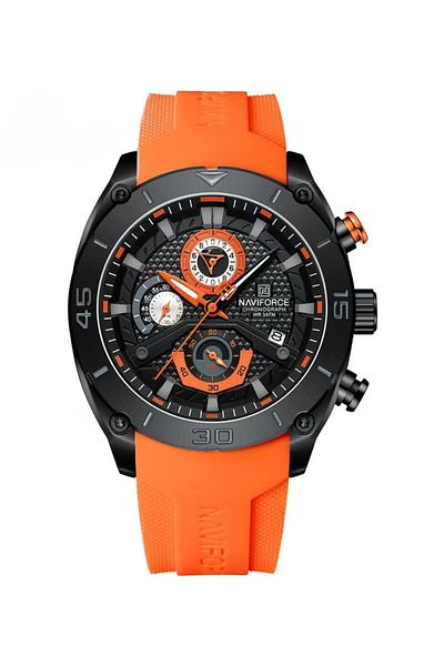 Naviforce Sport Chronograph Wrist Watch for Men with Silicone Strap Water Resistant Multi-Function Timepiece