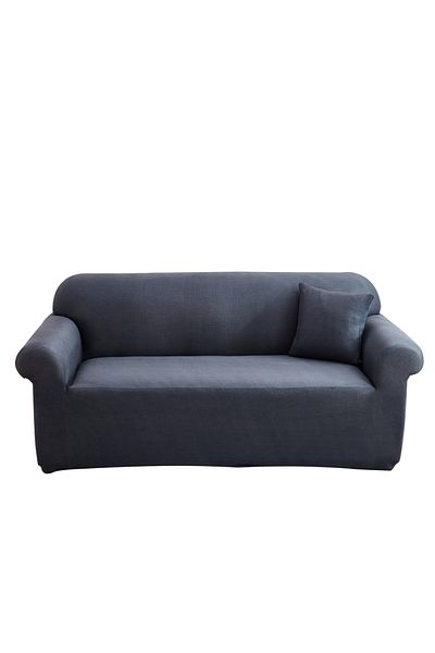 sharpdo Plain Dark Gray Stretch Sofa Cover - Complimentary Pillow Cover