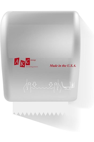 AKC Manual Auto-Cut Tissue Dispenser – Hands-Free Wall-Mount Roll Paper Dispenser - White