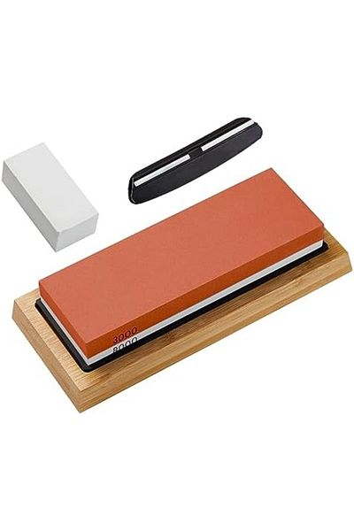 Inkbird 2-in-1 Whetstone Knife Sharpener Stone Dual Sides 3000/8000 Grit Non-Slip Bamboo Base for Ki