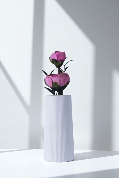 Evene Vazo Küçük Vazo Masa Üstü Vazo Ev Dekorasyon Vazo Beyaz Renk Model 59