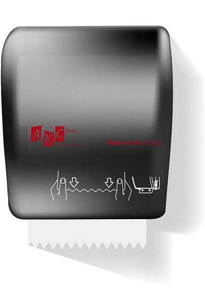 AKC Manual Auto-Cut Tissue Dispenser – Hands-Free Wall-Mount Roll Paper Dispenser - Black