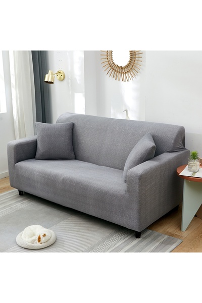 sharpdo Texture Pattern Stretch Sofa Cover- Complimentary Pillow Cover